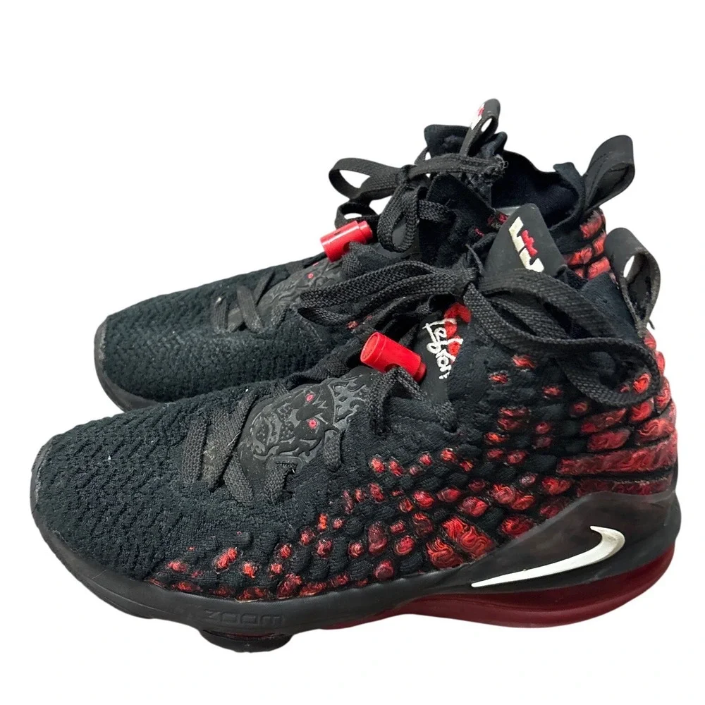 Nike LeBron 17 Black University Red Kids Basketball Shoes BQ5594-001 Size 6Y